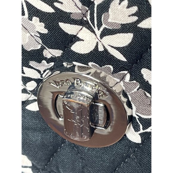 Vera Bradley Chandelier Noir Crossbody Purse Shoulder Bag Black White Floral - Picture 6 of 12